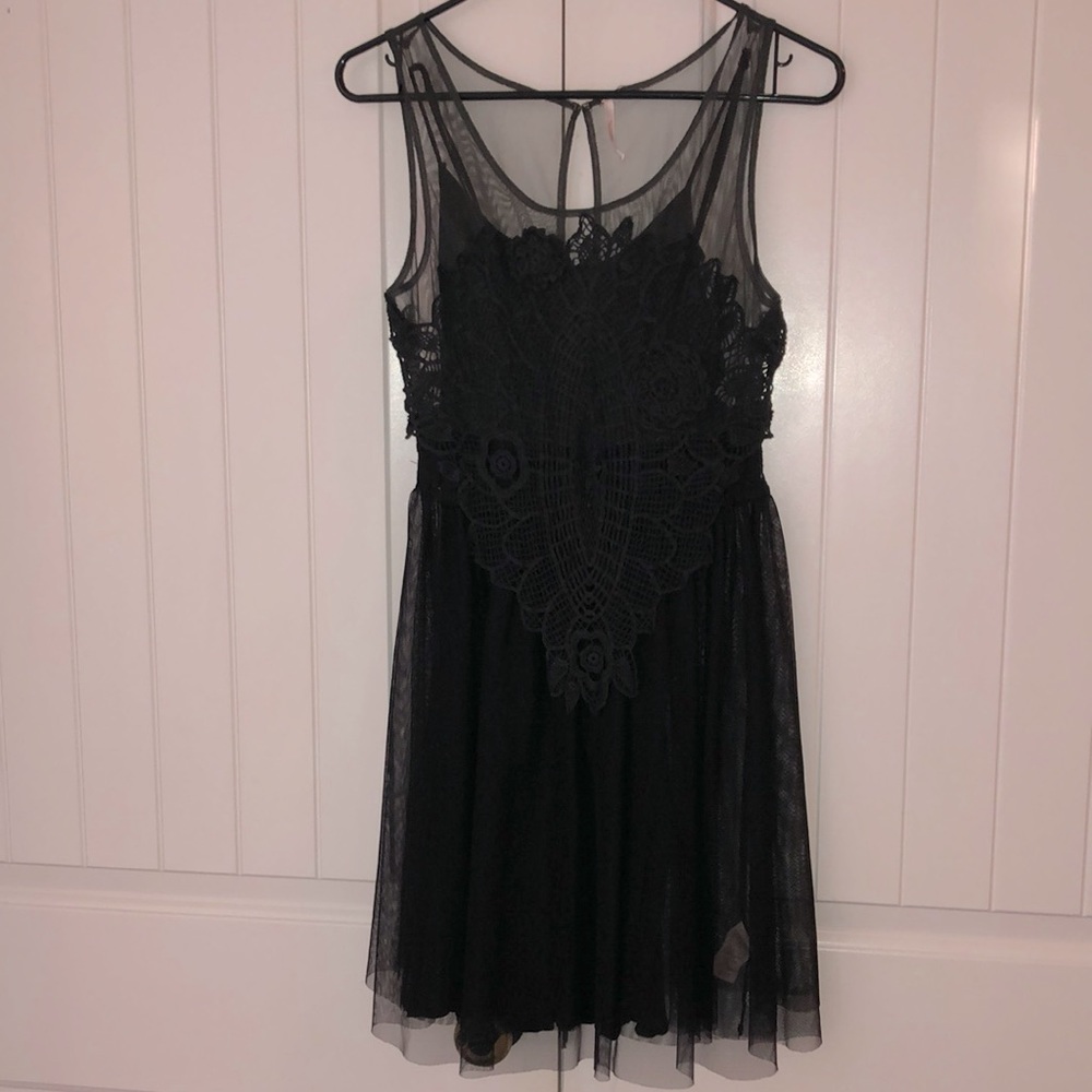 Free People Black Knee Length Dress